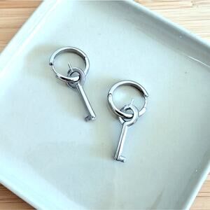 Marc Jacobs Silver Key Hoop Earrings